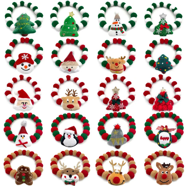 20pcs Christmas Cute Ball Collars Small Dog Bow Ties Neckties Dog Supplies Grooming Accessories for Small Middle Large Dog