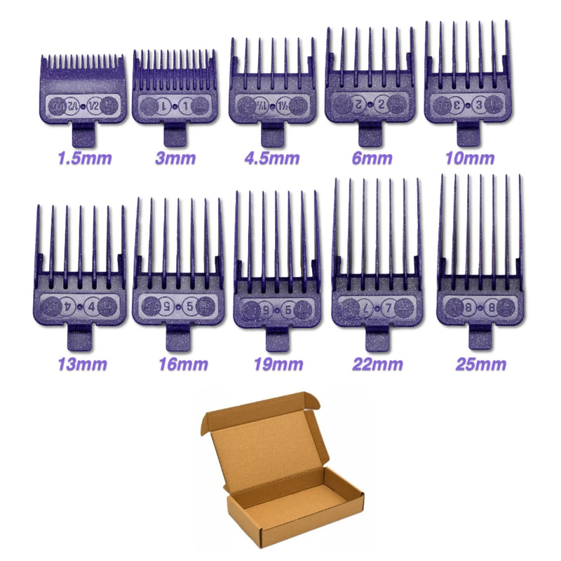 Professional electric hair clipper comb 10PC Purple Limit Comb Suitable for M10, R77F, 2020C, KULILANG, WMARK, BRCILIP Barbers ﻿