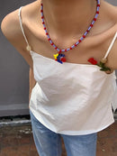 2022 Bohemian Simple Retro Little Yellow Duck Seven Star Ladybug Pearl Necklace Colorful Beaded Women Girls Party Jewelry