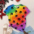 2024 Women's Top Summer Clothes Fashion Short-Sleeved Cat And Dog Paw Print Women's T-Shirt Cute Dog Paw Aesthetic Tops Woman
