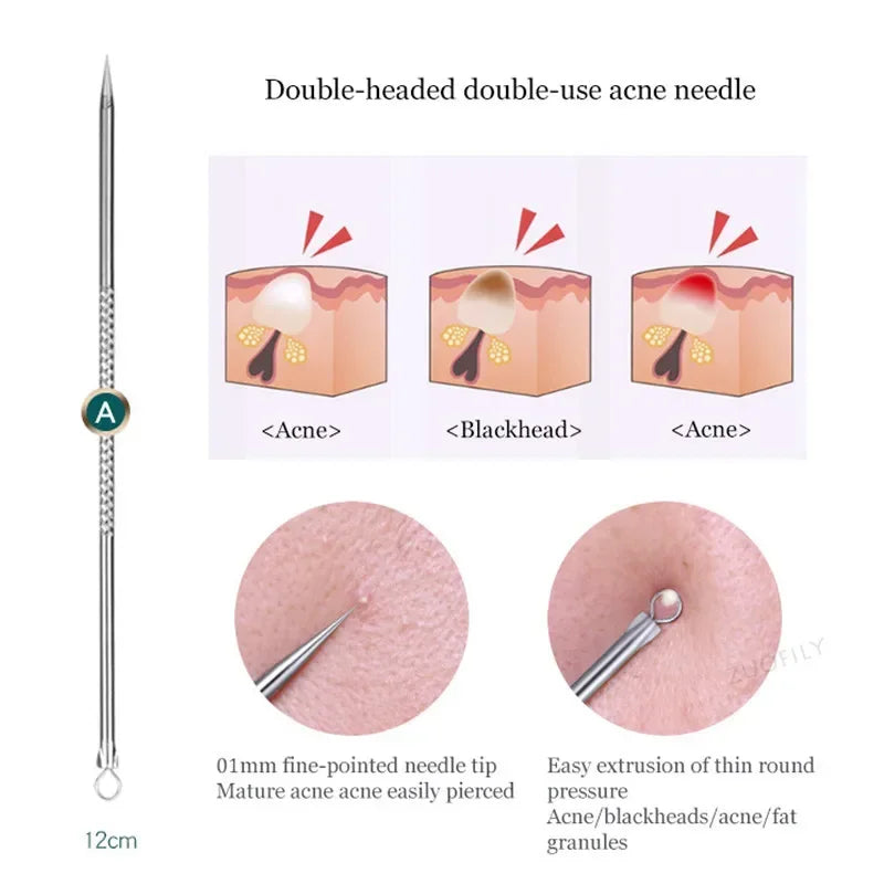 1PC Blackhead Acne Needle Stainless Steel Acne Remove Tweezer  Blackhead Extractor Pimple Tweezer Face Pore Cleanering Care Tool