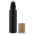 1X 10X 5ML 10ML Glass Black Roll On Bottle Essential Oil Natural Obsidian Ball Roller for Perfume Aromatherapy Refillable Bamboo