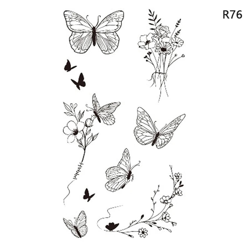 1Sheet Waterproof Temporary Tattoo Sticker 3D Butterfly Theme Fake Tattoo for Women Body Leg Arm Art