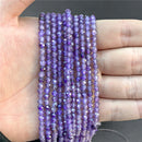 Purple Gem Beads Small Round Faceted Crystal Stone Beads Amethysts Crystal Mica Loose Beads For Jewelry Making DIY Necklace 15"