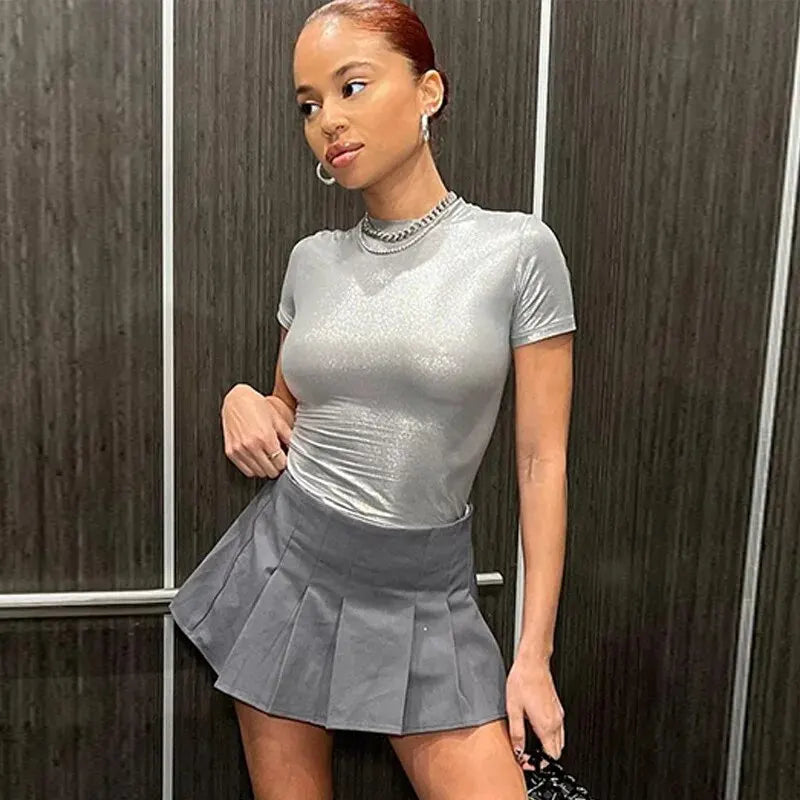 Hawthaw Women Fashion Short Sleeve Streetwear Club Crop Tops T Shirts 2024 Summer Clothes For Women Wholesale Items For Business