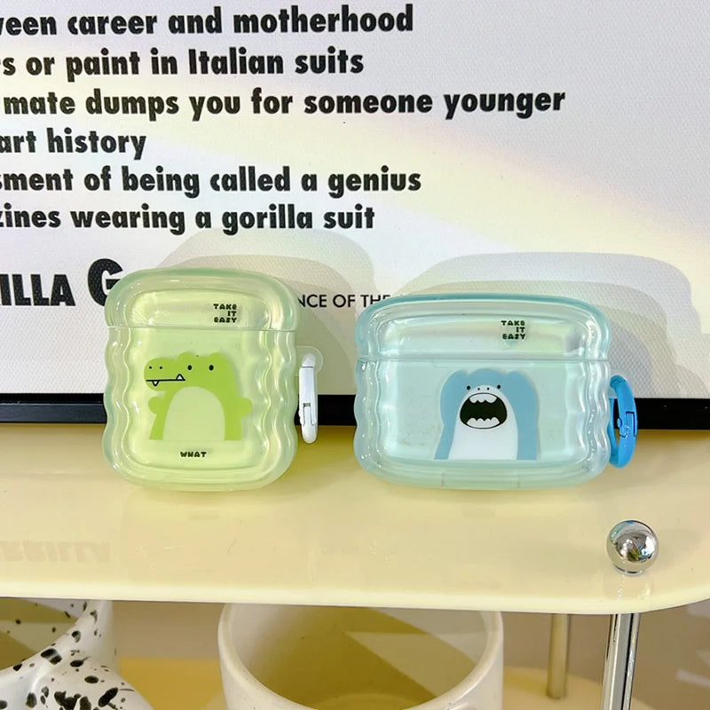 Cute Cartoon Wave Lovers Cover For Apple Airpods Pro 2nd Fashion Smile Heart Earphone Protector Cases for Airpods 1 2 3 Keyring