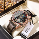 POEDAGAR Tourbillon Automatic Mechanical Wristwatch Waterproof Luminous Date Week Leather Men Watch Luxury Fashion Men's Watches