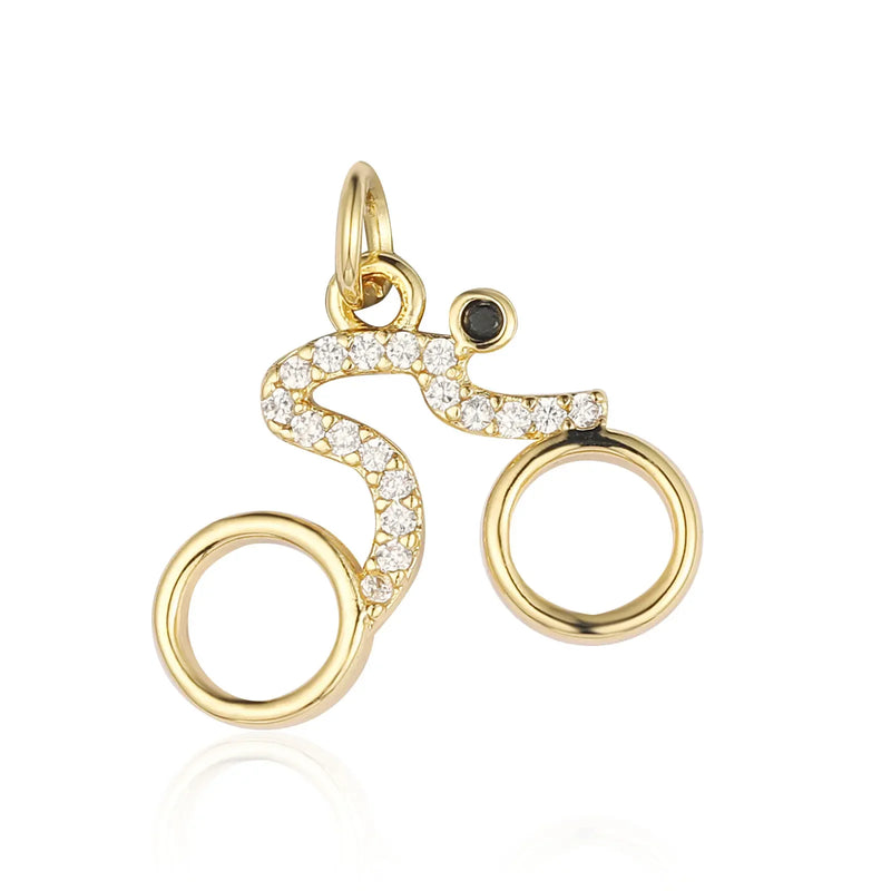 Fashion Cat Horseshoe Copper CZ Cycling Charm Wholesale Bear Butterfly Racket Pendant For Bracelet Necklace Making