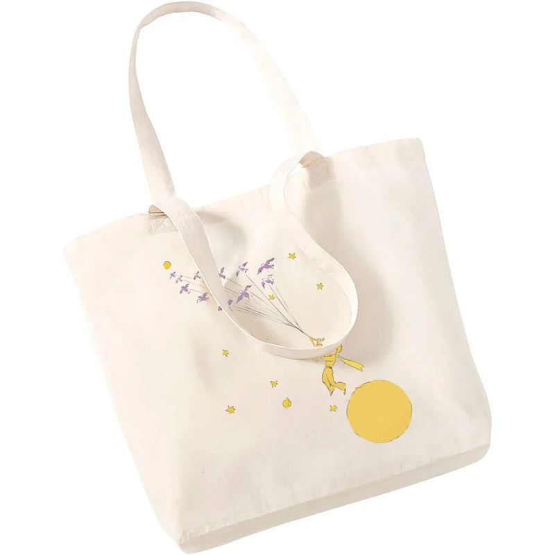 Cartoon Earth Space Little Prince Shopping Bag Women Pattern Handbag Casual Large Top-handle Bags for Women