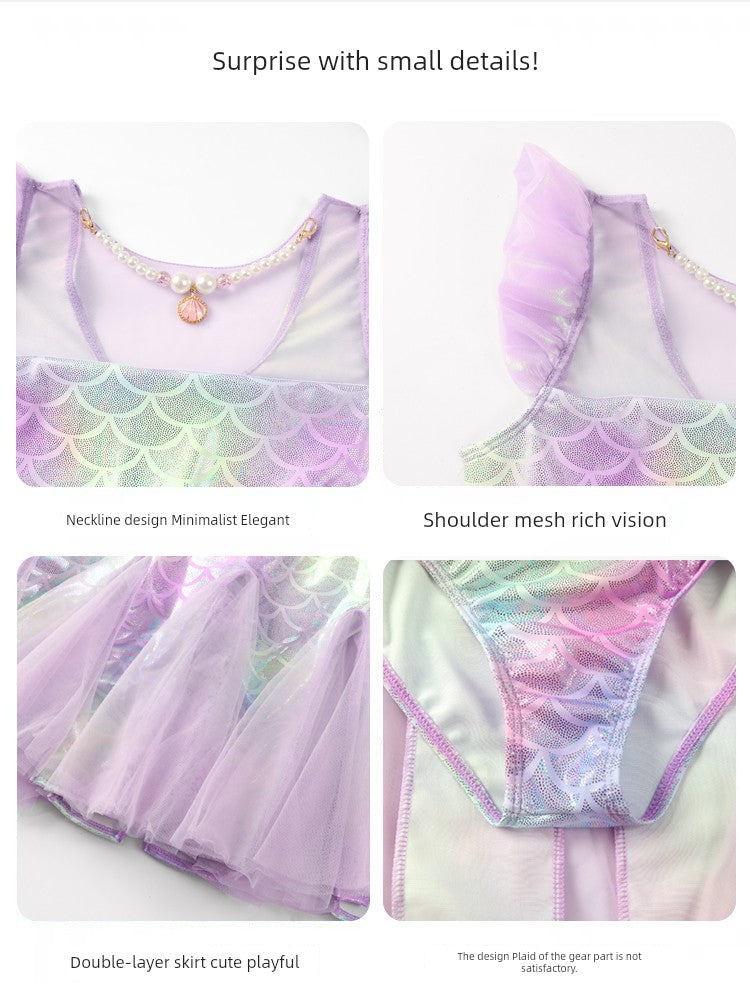Summer Scale Purple Swimsuit Super Cute Children's Clothing