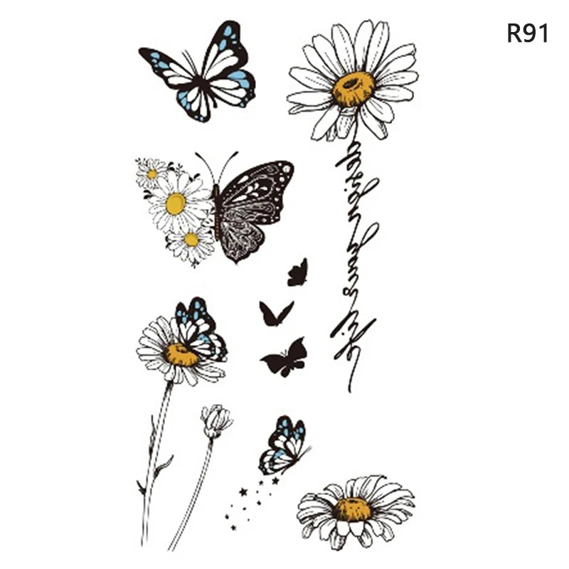 1Sheet Waterproof Temporary Tattoo Sticker 3D Butterfly Theme Fake Tattoo for Women Body Leg Arm Art