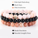 8mm 3Pcs/Set Natural Stone Bracelet Rose Quartz Opal Turquoise Amethysts Hematite Jaspers Bracelets For Women Men Jewelry