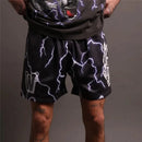 شورت رياضي رجالي شبكي صيفي لكرة السلة واللياقة البدنية والجري شورت قصير مطبوع عليه طباعة ثلاثية الأبعاد بنمط البرق شورت برمودا رجالي