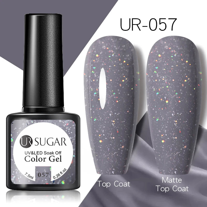 UR SUGAR - Esmalte de uñas en gel semipermanente rosa nude con purpurina, color sólido, 7,5 ml, para manicura semipermanente UV LED