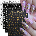 4Sheets Moon Star Heart Sun Mysterious Celestial Design Nail Art Stickers Self Adhesive Manicure Sliders For Nail Art Decoration