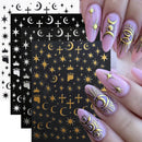 4Sheets Moon Star Heart Sun Mysterious Celestial Design Nail Art Stickers Self Adhesive Manicure Sliders For Nail Art Decoration