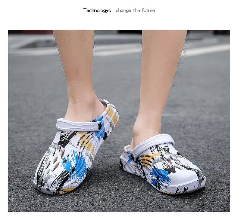 Summer Men Sandals Light EVA Men's Casual Shoes Hole Shoes Clogs Lovers Home Garden Outdoor Male Beach Flat Slippers Big Size 49