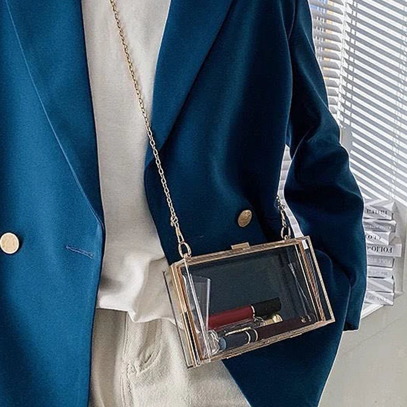 Women's Transparent Acrylic Banquet Bag Square Large Capacity Women's Wallet Sparkling Wedding Party Crossbody Bag