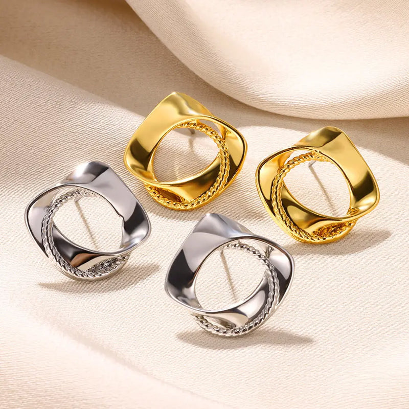 Gold Color Love Heart Earrings For Women Bow Stud 2023 Trend Simple Knot Earrings Piercing Fashion Jewelry Valentine's Day Gifts