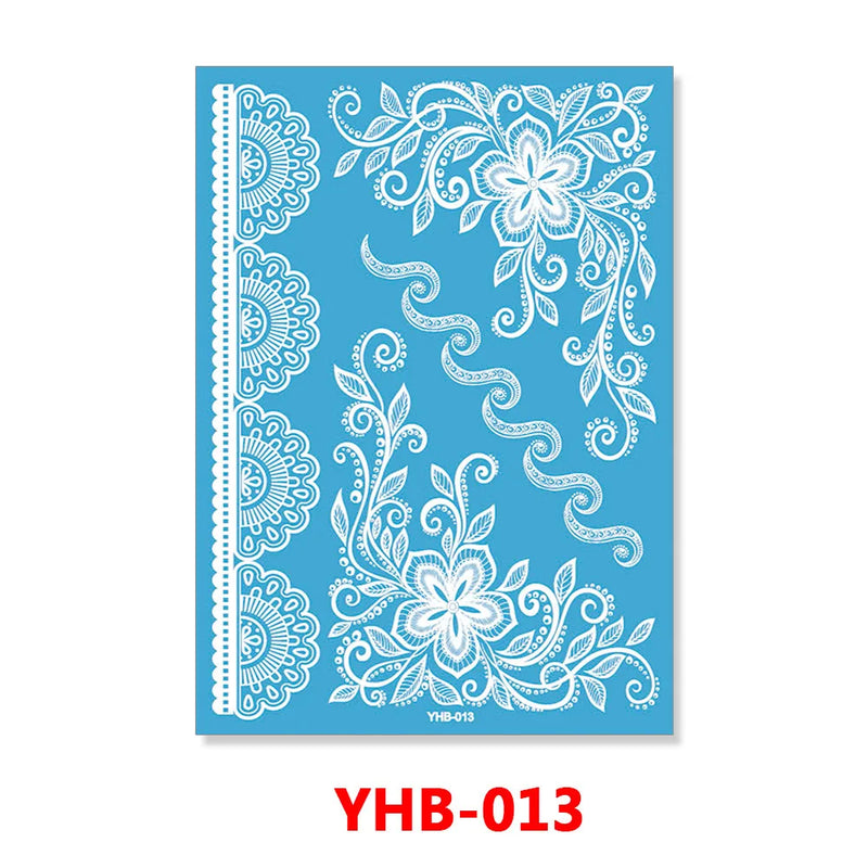 1PC Hanna Lace Tattoo Sticker White Silk Printing Waterproof Disposable Tattoo for Arm Sexy Bracelet