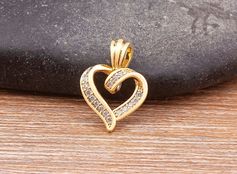 AIBEF Bling Hollow Out Heart Pendant Necklace Gold Color Romantic Jewelry Chains Necklaces For Women Valentines Wedding