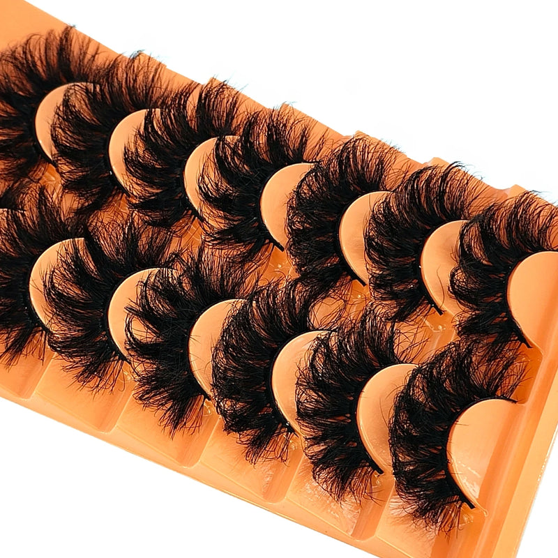 New 7 Pairs 20-25mm 8D fake Lashes Bulk Faux with Custom Wispy Natural Mink Eyelash Wholesales makeup Fluffy False Eyelashes