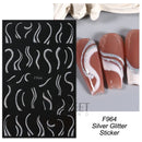 3D Snake Laser Stickers for Manicure Black Gold Abstract Leaves Luxury Nail Art Adhesive Slider Polish Decor Decals SASW-SJ