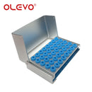 OLEVO Aluminum Dental Burs Holder Sterilizer Case Drills Block for High/Low Speed Bur Organizer Box With Silicone Autoclavable