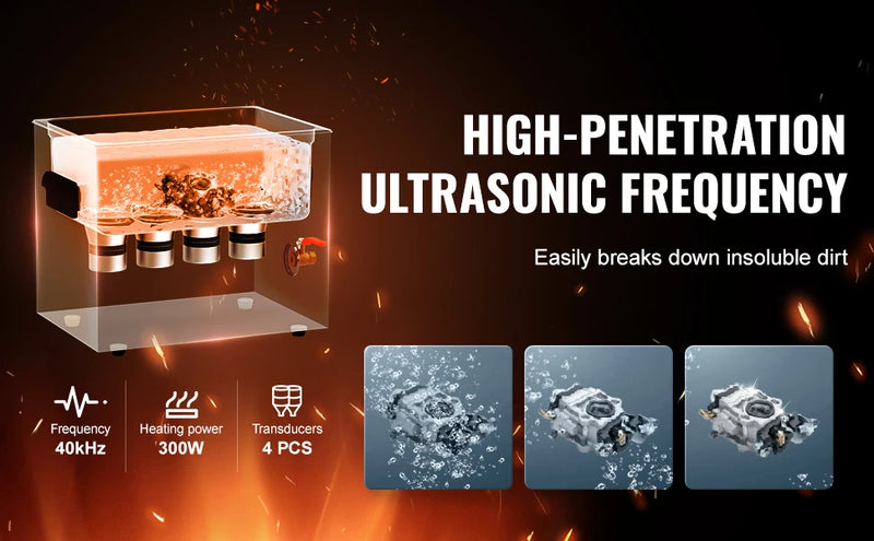 VEVOR Ultrasonic Cleaner with Heater Timer 2/3/6/10/15/30L for Lab Tools Metal Parts Carburetor Brass Auto Parts Engine Parts