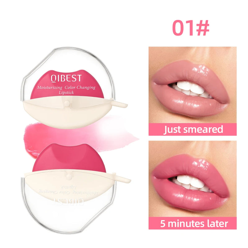 QIBEST Lip-Shaped Lipstick Moisturizing Long Lasting Color Changing Lipstick Makeup Peach Lazy Lipstick Lip Stain Tint Cosmetics