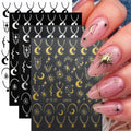 4Sheets Moon Star Heart Sun Mysterious Celestial Design Nail Art Stickers Self Adhesive Manicure Sliders For Nail Art Decoration