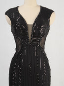 Sexy black maxi summer sequin dress women elegant luxury birthday prom wedding party dress ladies long evening dresses vestidos