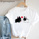 Frenchies In Love Animal Print T-Shirt Women'S Clothing French Bulldog Tshirt Femme Harajuku Kawaii Clothes Dog Lover T Shirt