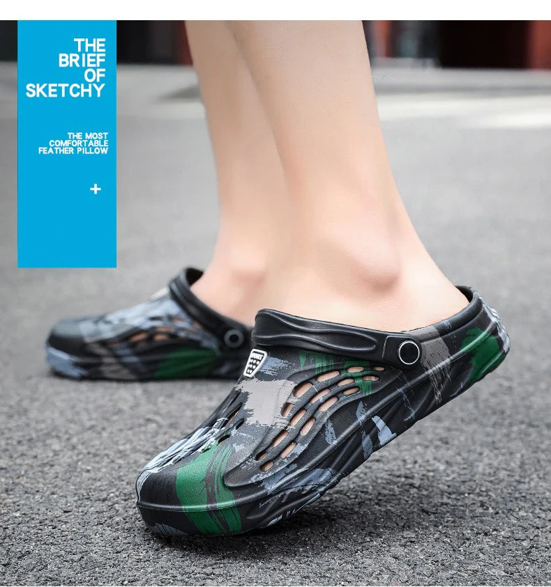 Summer Men Sandals Light EVA Men's Casual Shoes Hole Shoes Clogs Lovers Home Garden Outdoor Male Beach Flat Slippers Big Size 49