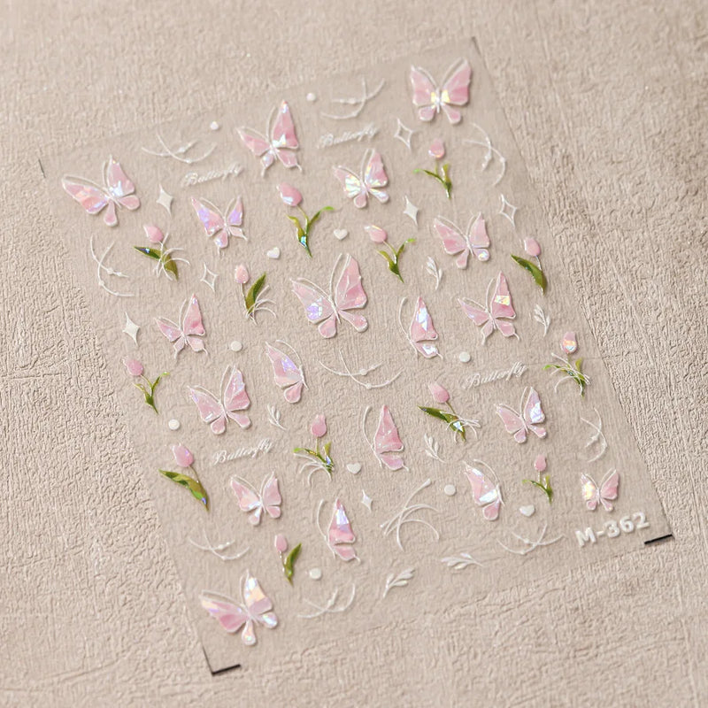 1 pc 5D Embroidery Bee Nail Art Sticker Embossed Butterfly Insect Nail Sticker High Quality Nail Art Design Decoration Sticker