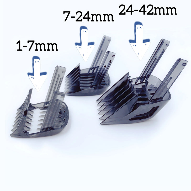 Replacement 1-7mm/7-24mm/24-42mm Comb Compatible with Philips Norelco HC9450 HC9490 HC9452 HC7460 Hair Beard Clipper Trimmer
