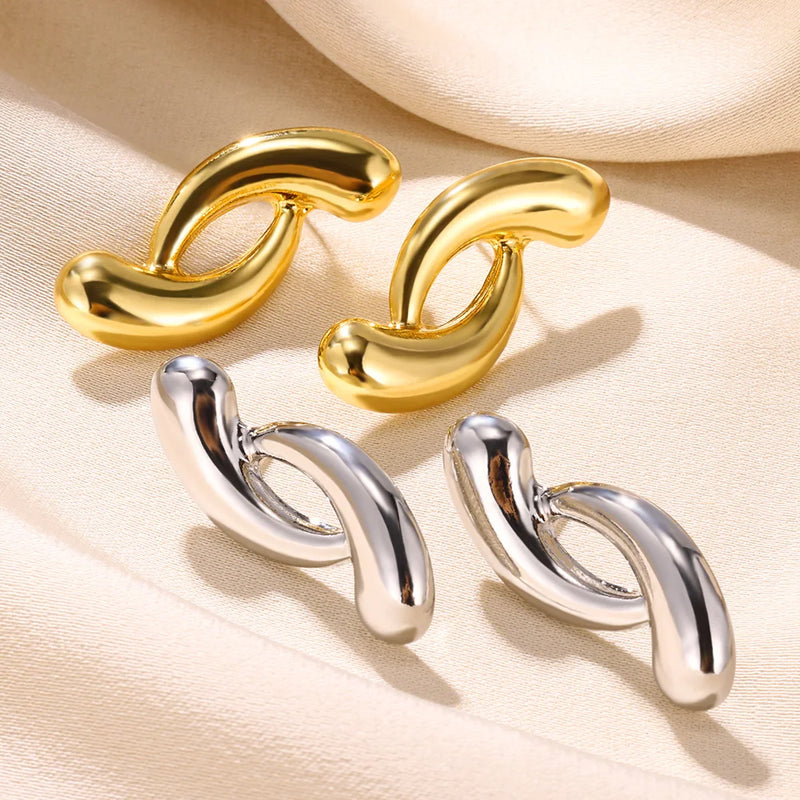 Gold Color Love Heart Earrings For Women Bow Stud 2023 Trend Simple Knot Earrings Piercing Fashion Jewelry Valentine's Day Gifts