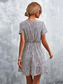 Summer Short Boho Dress Women V Neck Print Floral Party Dress Ladies Bohemian Flower Mini Dress For Women