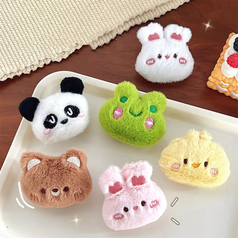 1PCS Cute Animals Frog Bear Panda Brooch Plush Rabbit Kawaii Badges Good Quality Pin For Kids Party Gifts Decoration On Bag Hat