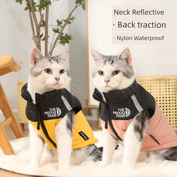 2024 New Arrival Cat Clothes Autumn and Winter Heattech down Cotton-Padded Clothes Anti-Lint Non-Stick Fur Winter Cat Vest Clothing