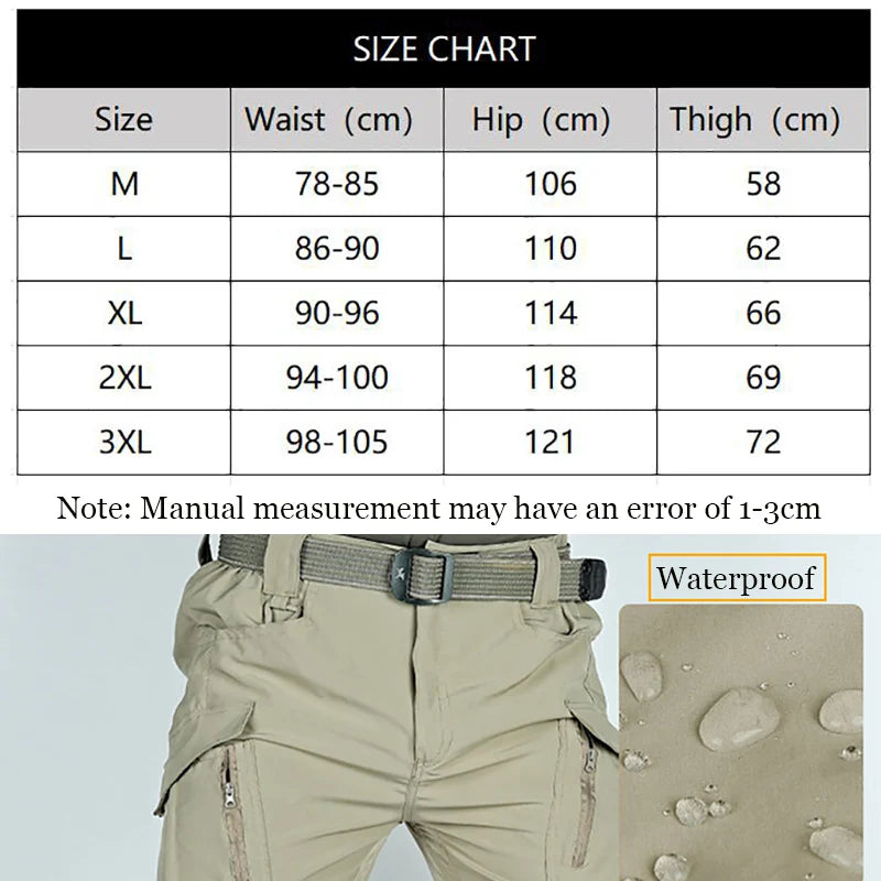 Men's Military Tactical Shorts Summer Outdoor Waterproof Casual Cargo Shorts Quick Dry Multi Pocket Elastic Work Trousers Male