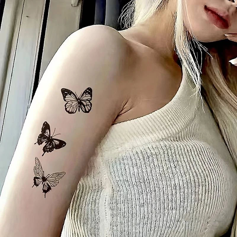 1Sheet Waterproof Temporary Tattoo Sticker 3D Butterfly Theme Fake Tattoo for Women Body Leg Arm Art