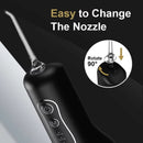 Irrigador bucal portátil, recargable por USB, con chorro de agua, resistente al agua.