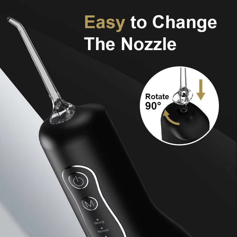 Irrigador bucal portátil, recargable por USB, con chorro de agua, resistente al agua.