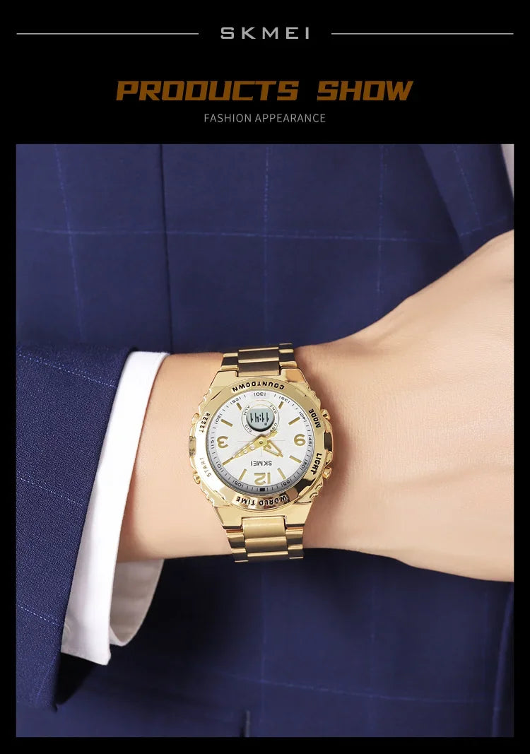 Reloj electrónico SKMEI 2310 resistente al agua para hombre, reloj de pulsera digital de acero inoxidable, reloj de lujo para hombre, reloj con movimiento, reloj para hombre