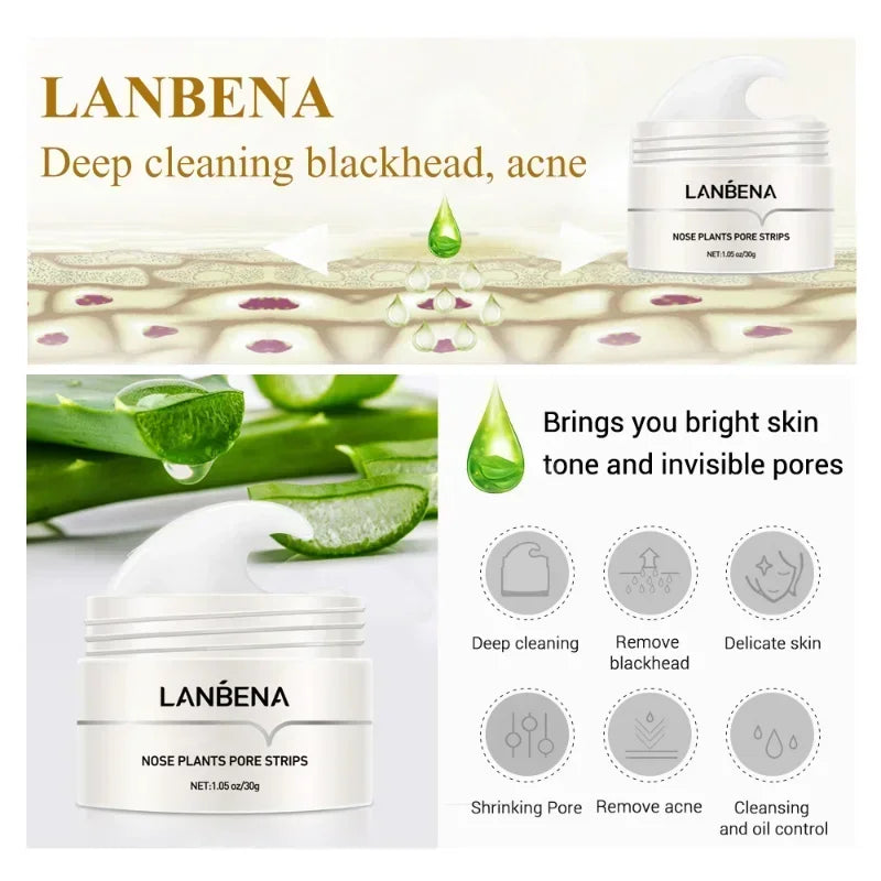 LANBENA Remover Nose Mask Pore Strip Tearing Patch Care Skin Nasal Deep Clean Deaning Acne Skin Care Mask