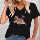 T-shirt Female Cute Dog Printed T-shirt Women V-neck Women's Shirt Dog Lover Shirt Youthful Woman Clothes Women's Clothing Sales