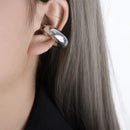 Fashion Commuter Niche Ins Style Elegant Minimalist Glossy Simple Stainless Steel Gold Plated round Ear Clip as Women Gift