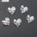 10Pcs Pink Metal Gem Zircon Nail Art Charm 3D Luxurious Heart Ribbon Cross Starlight Nail Decoration DIY Zircon Nail Accessories