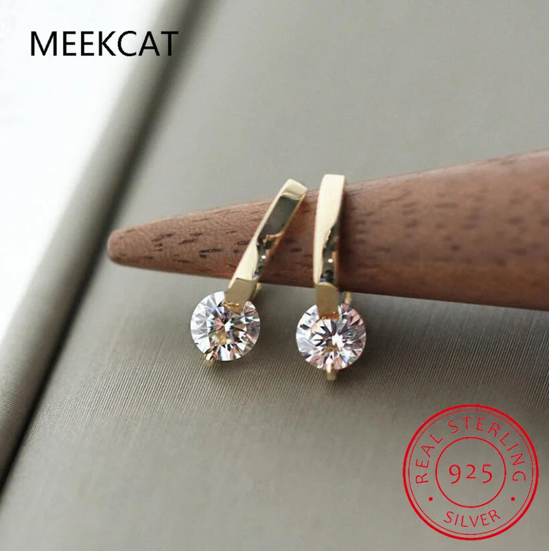 Hoop Earrings Silver 925 Sparkling 6.5mm 1CT Moissanite Earring With Certificate For Women Lovers' Wedding Jewelry Gift